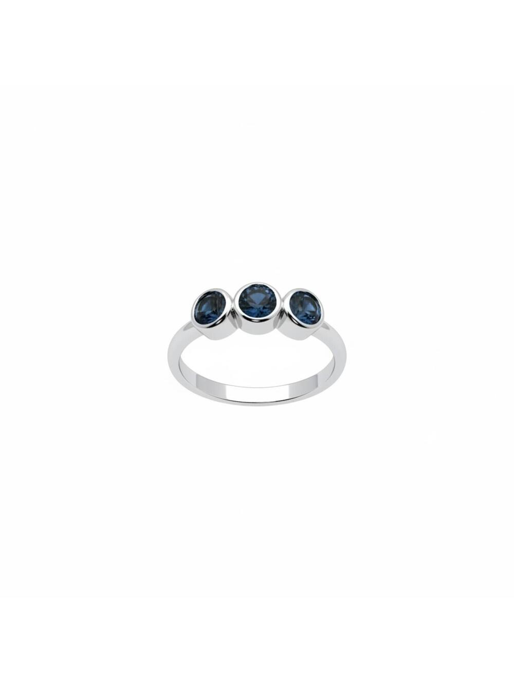 Bomb Party Silver Ring with Three Blue Lab-Created Stones SZ 7